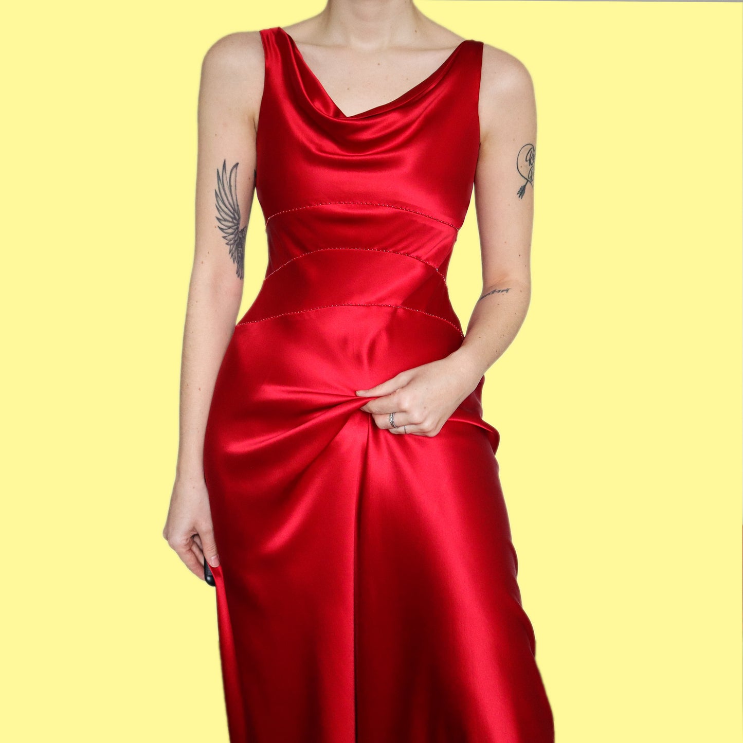 Stunning red 100% silk evening slip dress UK 8