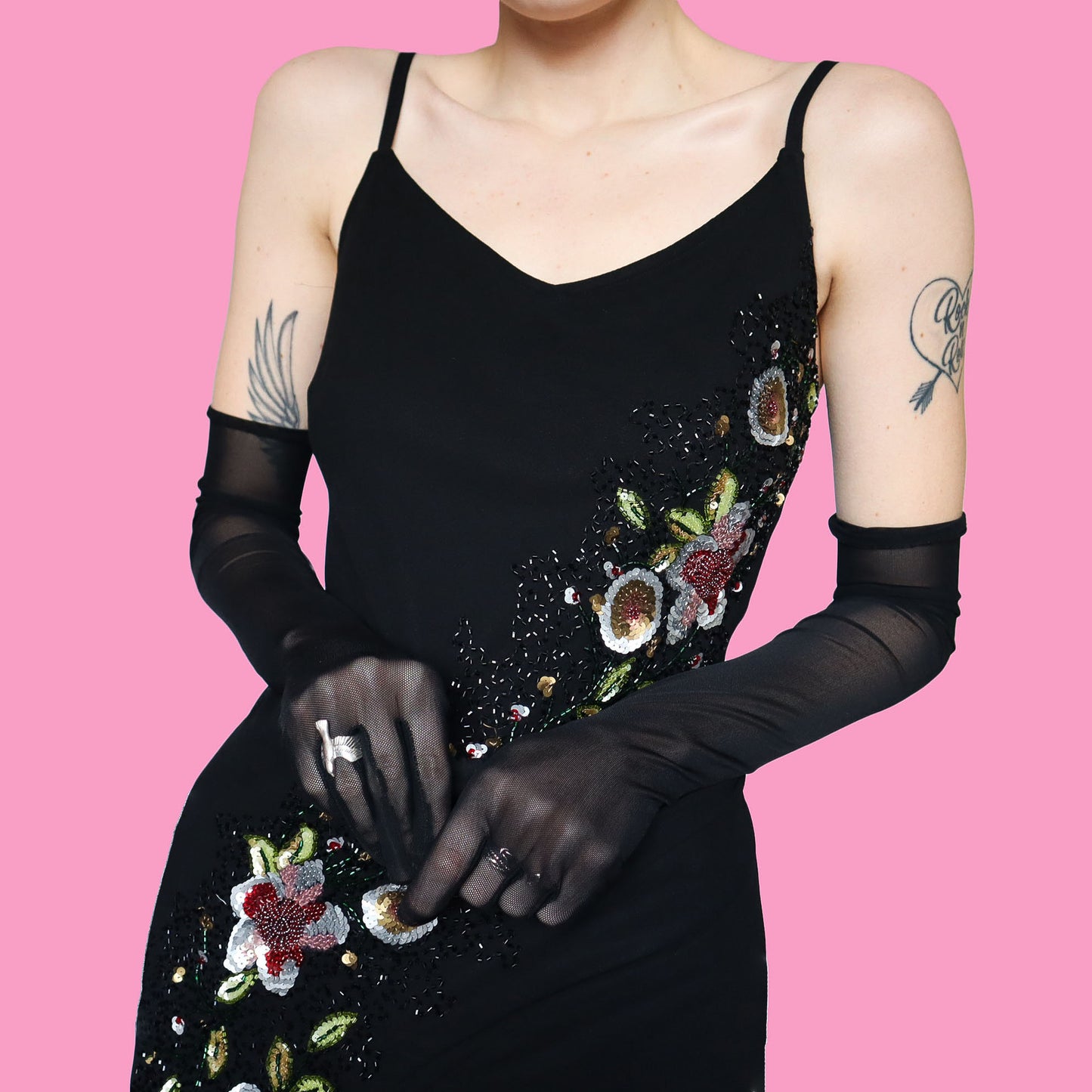 Black sequin slip midi dress UK 12