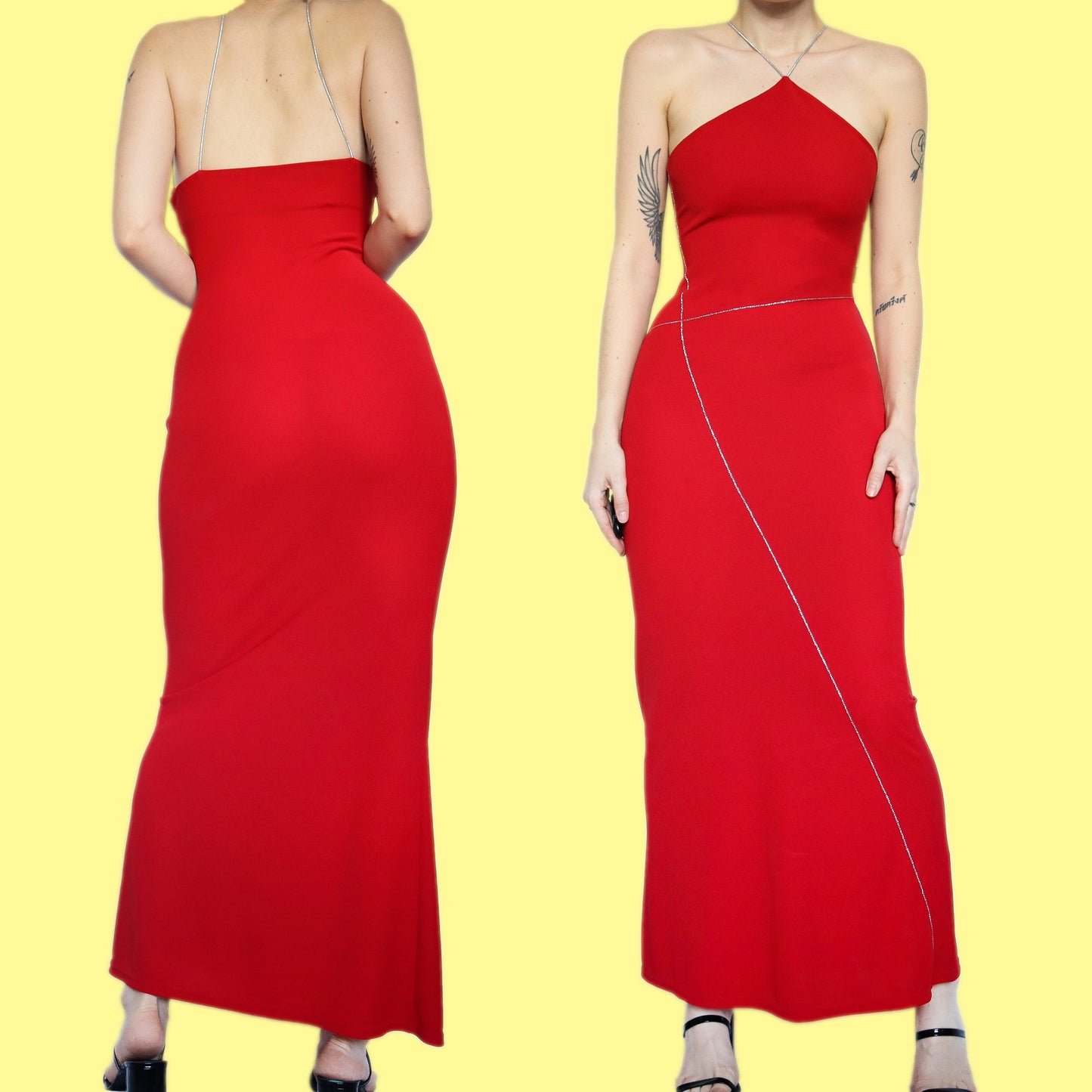 Beautiful red stretch body-con evening dress UK 10