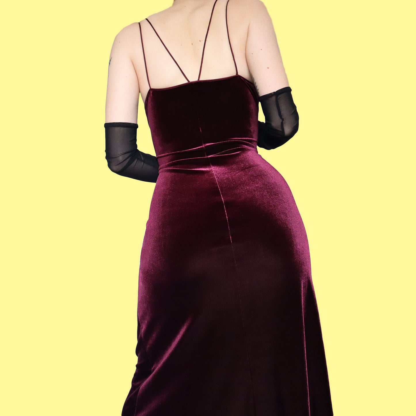 Dark purple velvet evening dress UK 14