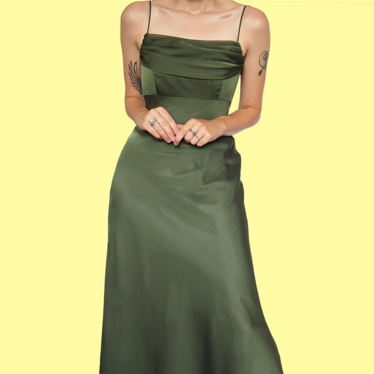 Green chiffon evening dress UK 12