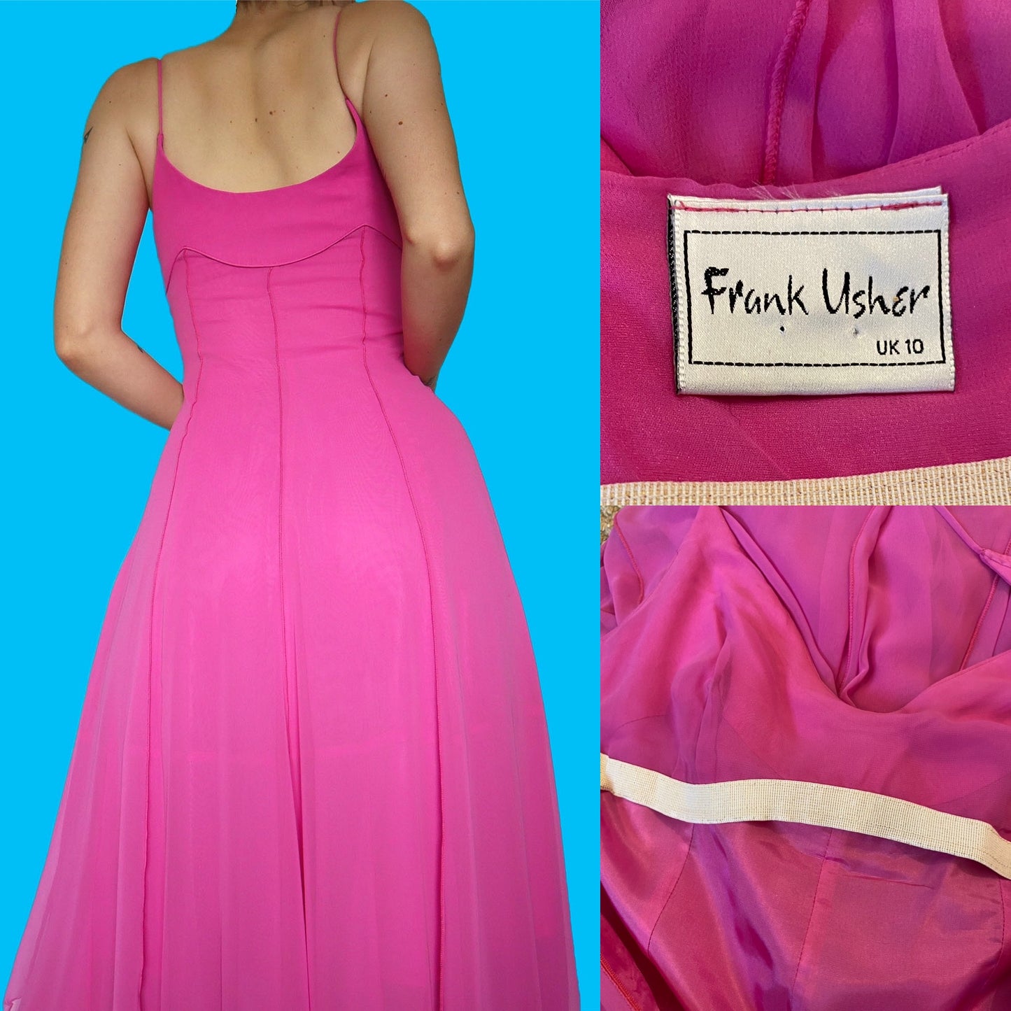 Frank Usher bubblegum pink evening dress UK 10