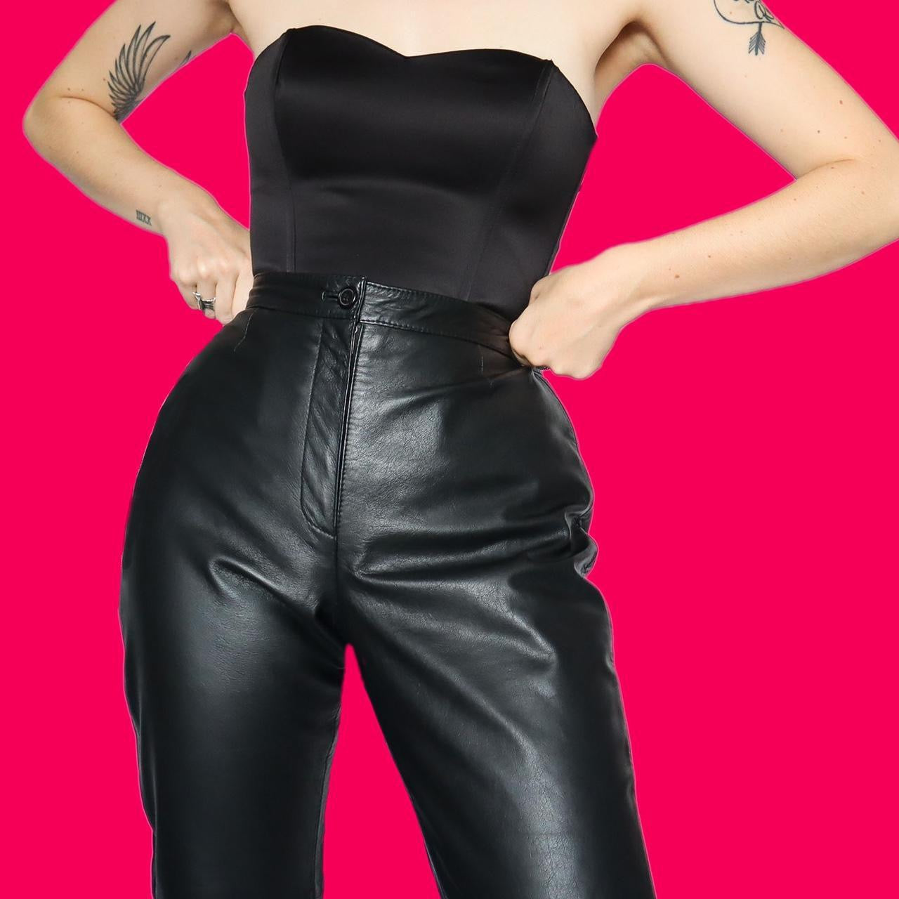 Real leather black trousers UK 12