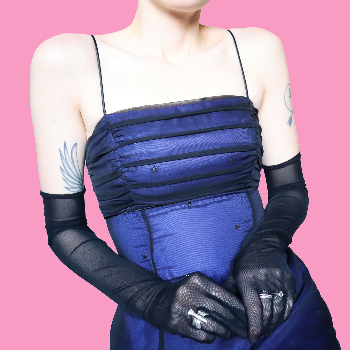 Glittery star print a line evening dress UK 12