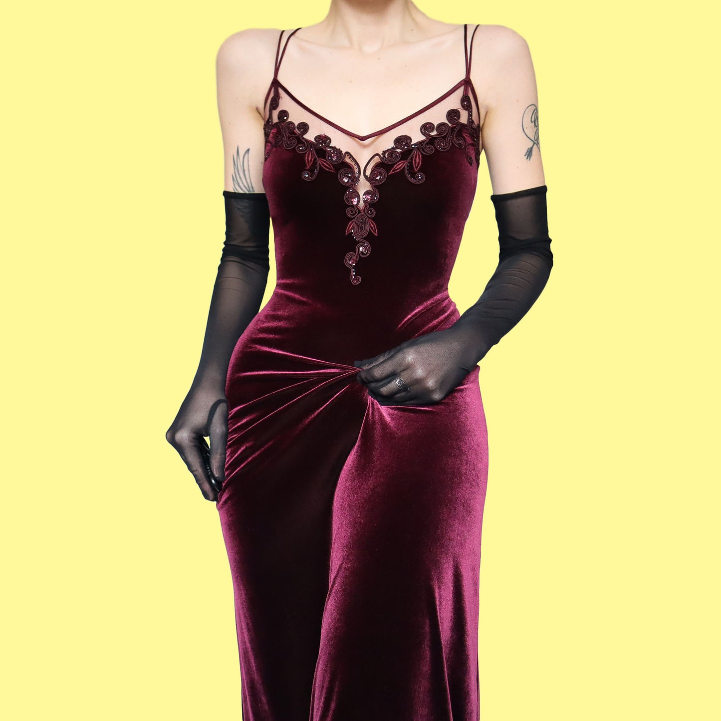 Dark purple velvet evening dress UK 14