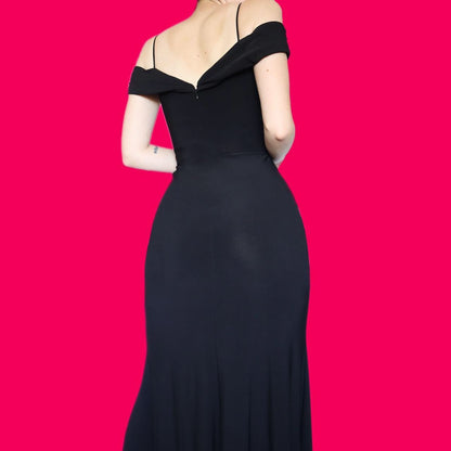 Beautiful black stretch cold shoulder evening dress UK 10