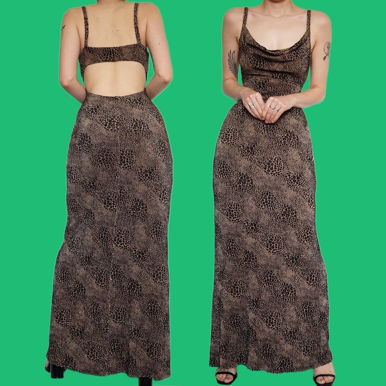 Beautiful leopard print stretch evening dress UK S