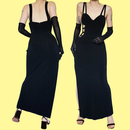 Chic black cut out detail evening dress UK 12