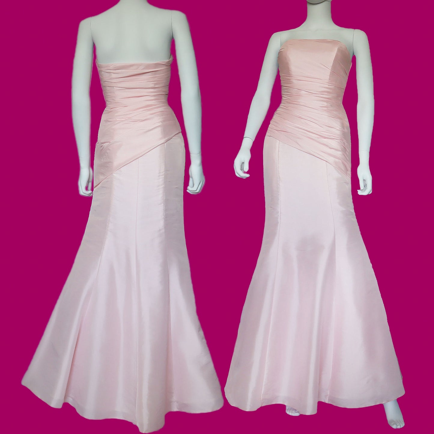Hilary Morgan pale pink fishtail evening prom dress UK 6