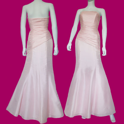 Hilary Morgan pale pink fishtail evening prom dress UK 6