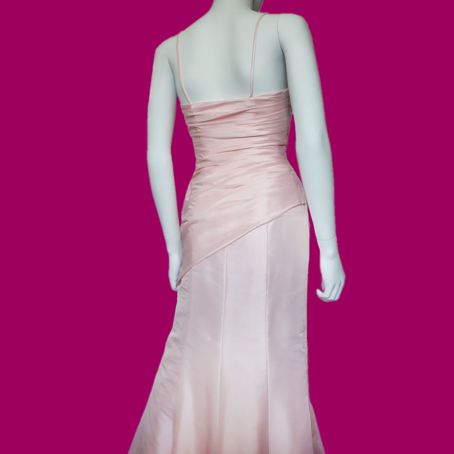 Hilary Morgan pale pink fishtail evening prom dress UK 6