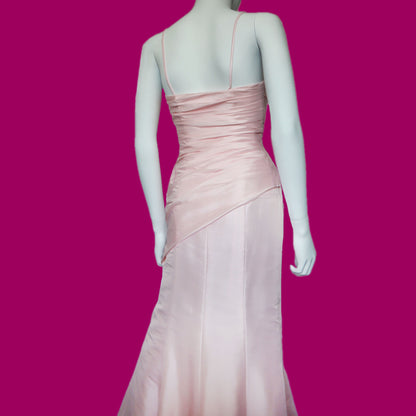 Hilary Morgan pale pink fishtail evening prom dress UK 6