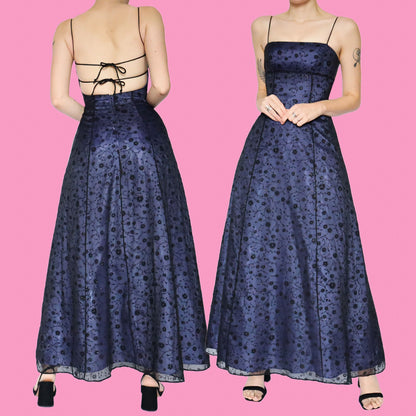 A line floral glittery prom dress UK 8