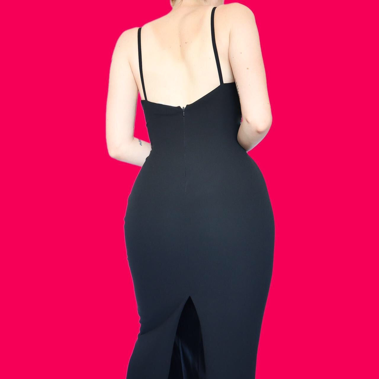 Chic black Frank Usher fitted beaded evening dress UK 10