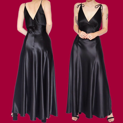 Beautiful black satin evening dress UK 12