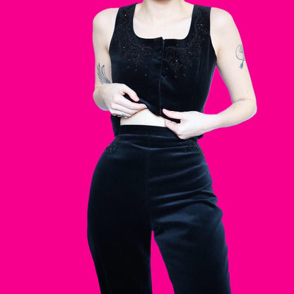 Beautiful vintage black velvet 2 piece set UK 12