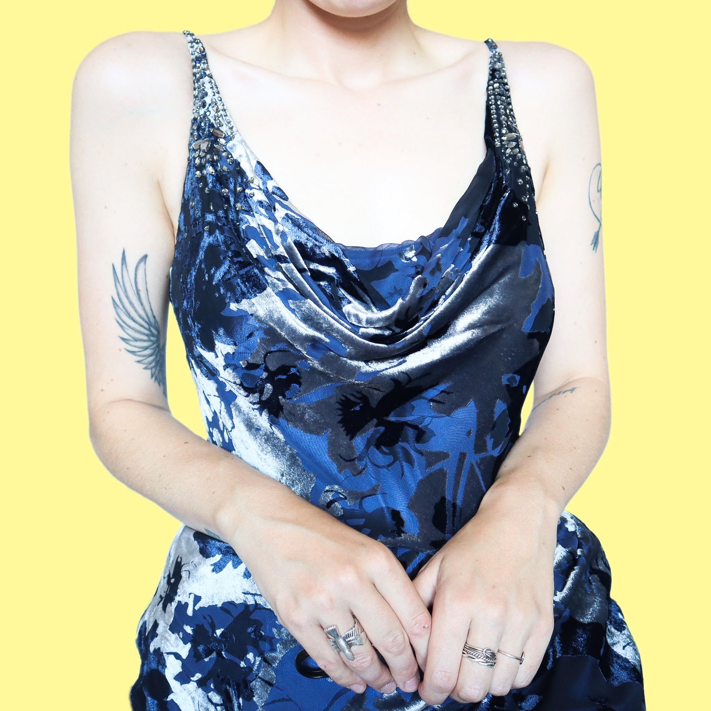 Beautiful blue devore slip evening dress UK 8