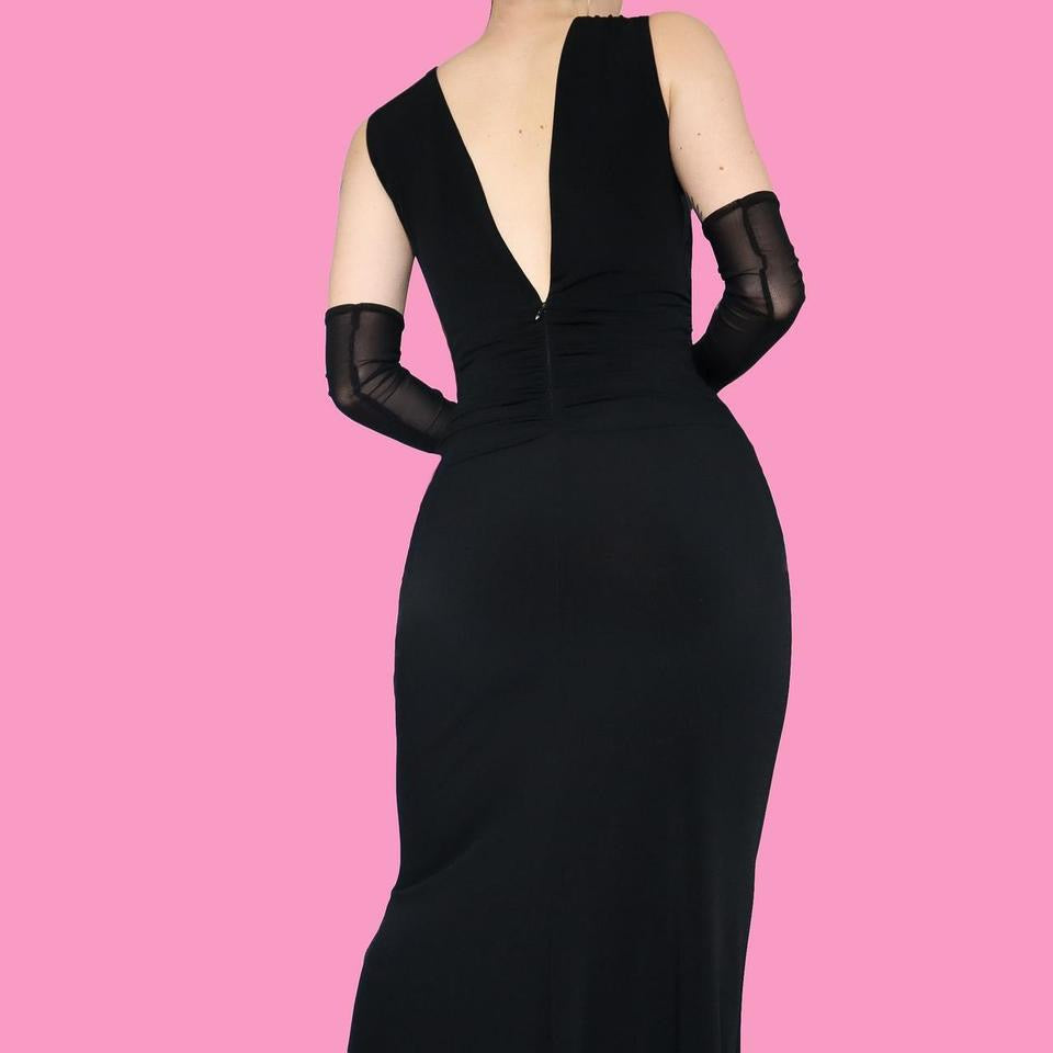 Black YVE low cut evening dress UK 12