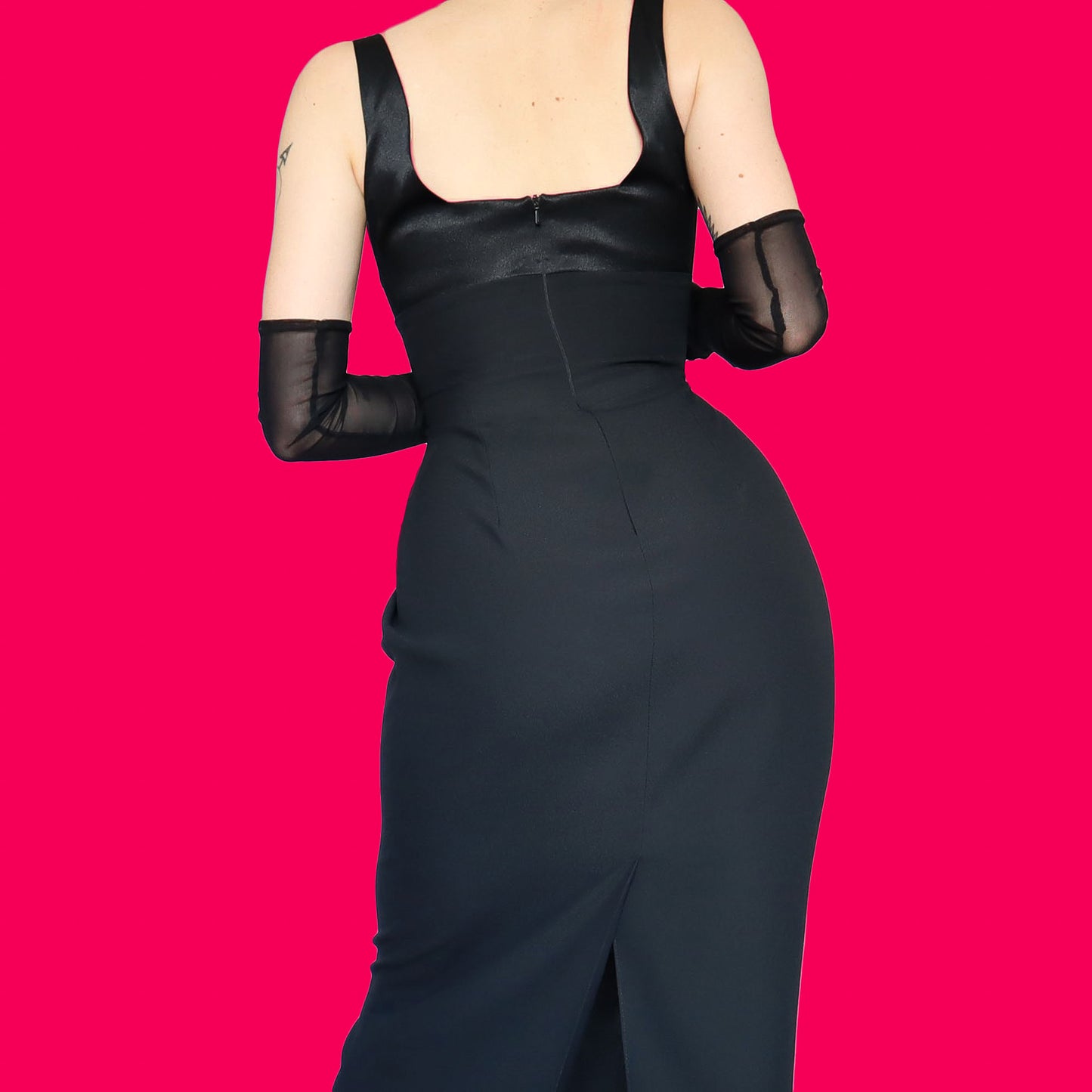 Black diamanté fitted evening dress UK 12