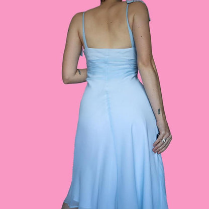 Super cute baby blue 100% silk Maria Grachvogel midi dress UK 10-12