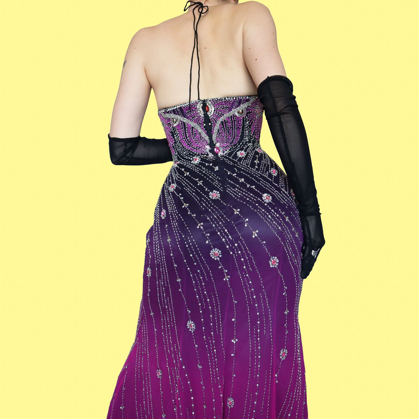 100% silk heavily beaded evening dress UK 14