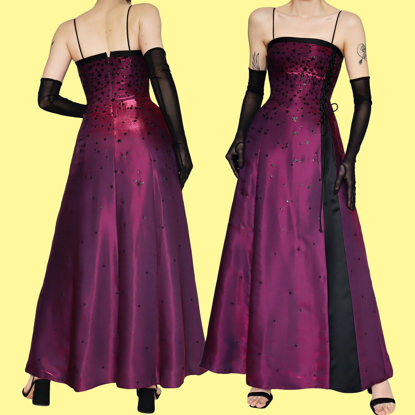 Iridescent glittery star a-line evening dress UK 8