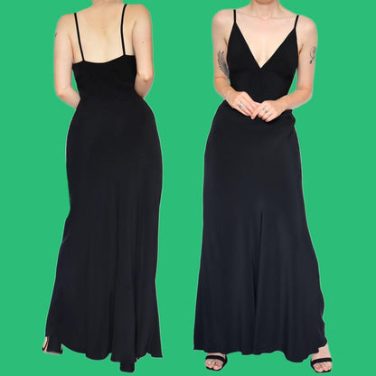 Chic black slip evening dress UK 12