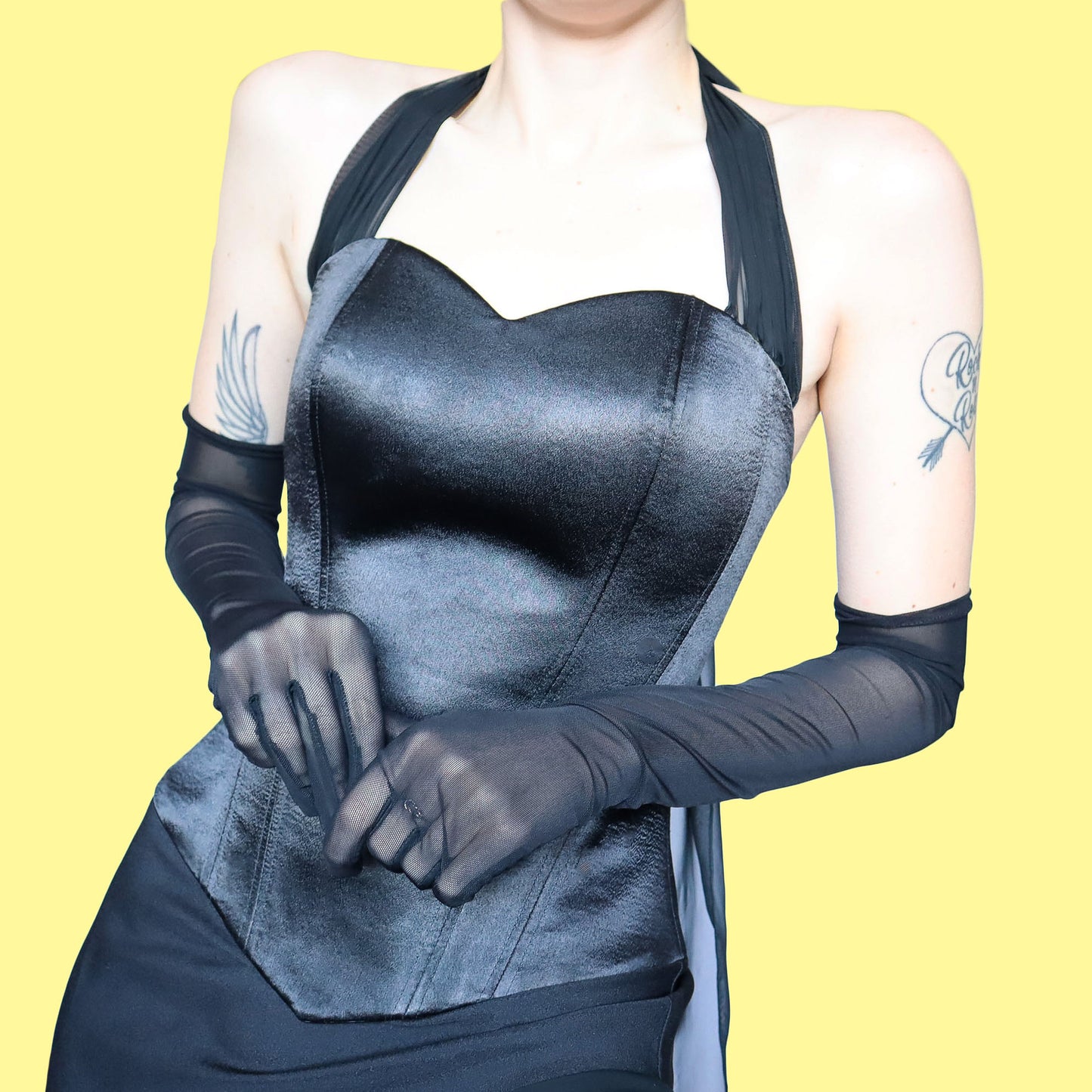 90s black corset & skirt set UK 12