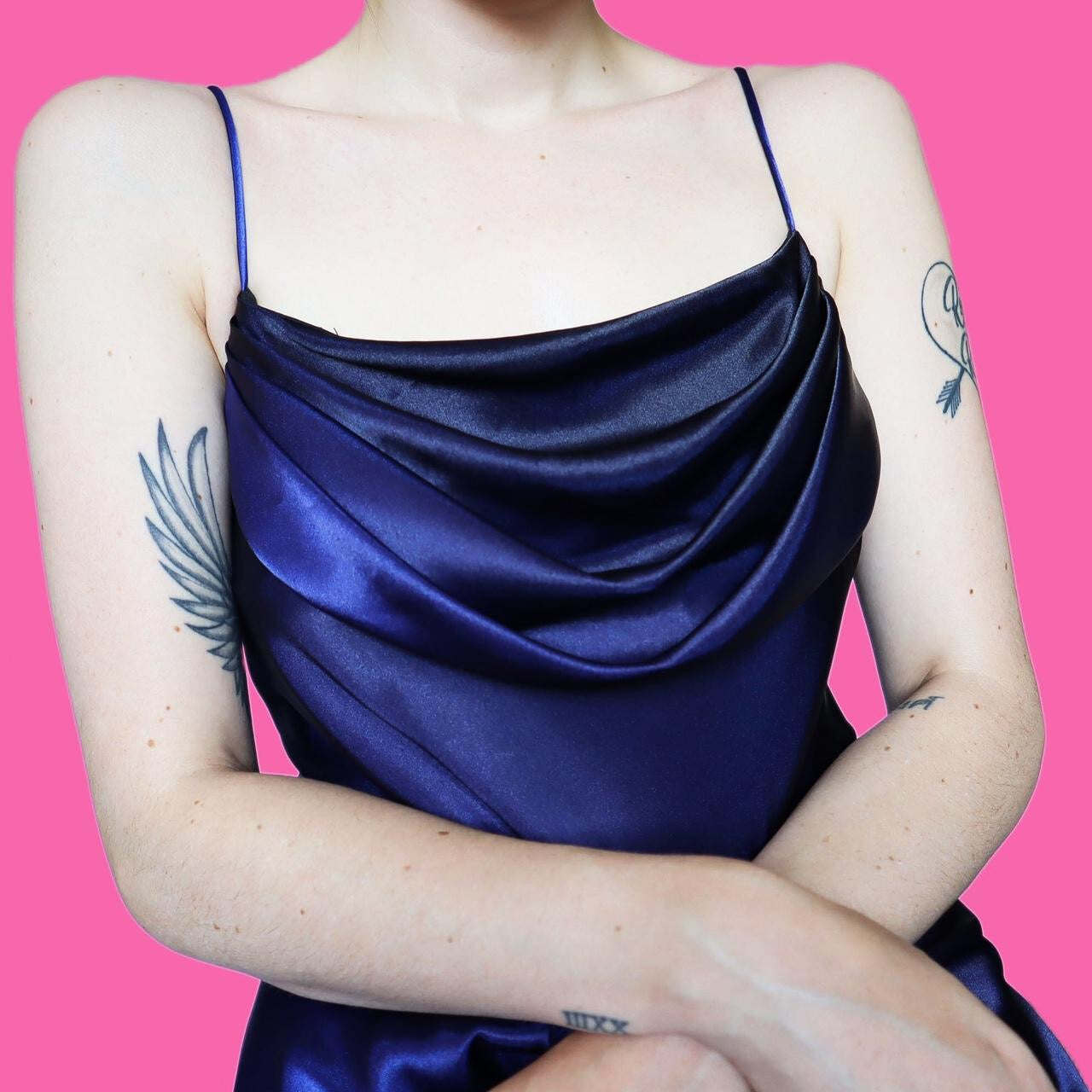 Beautiful silky blue slip evening dress UK 12