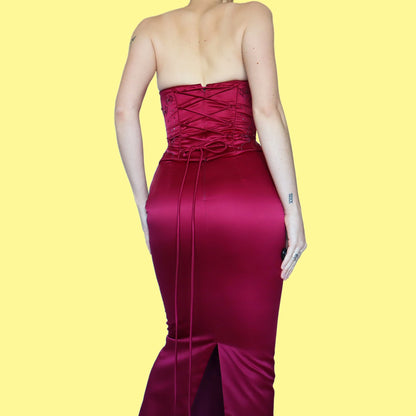 Hilary Morgan red 2 piece corset & skirt set UK 8