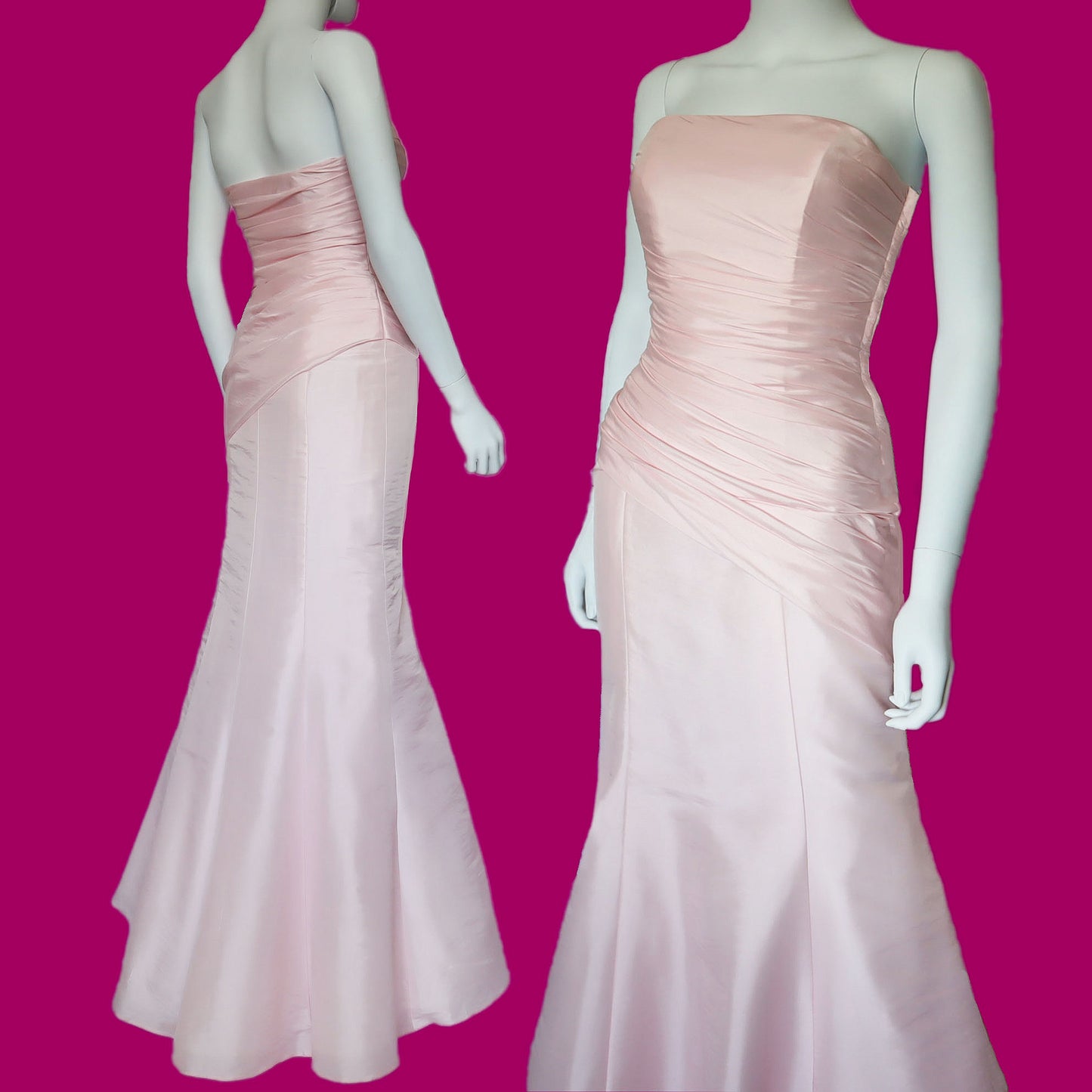 Hilary Morgan pale pink fishtail evening prom dress UK 6