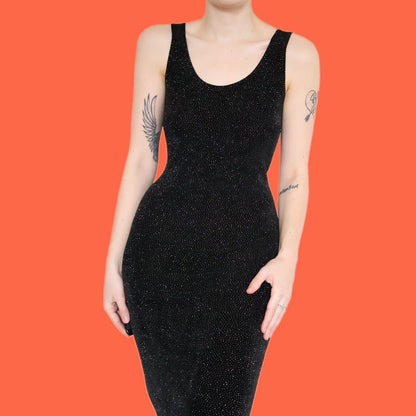Stunning Richards black stretch glittery midi dress UK 10