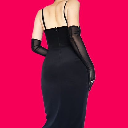 Black lace up midi dress UK 12