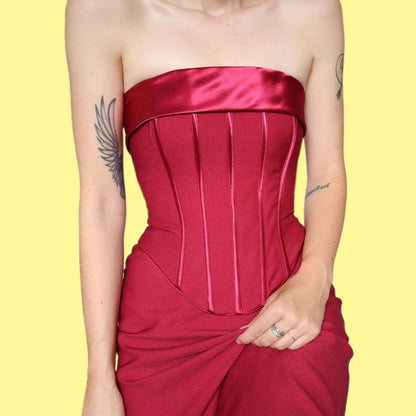 Red corset evening dress UK 10-12