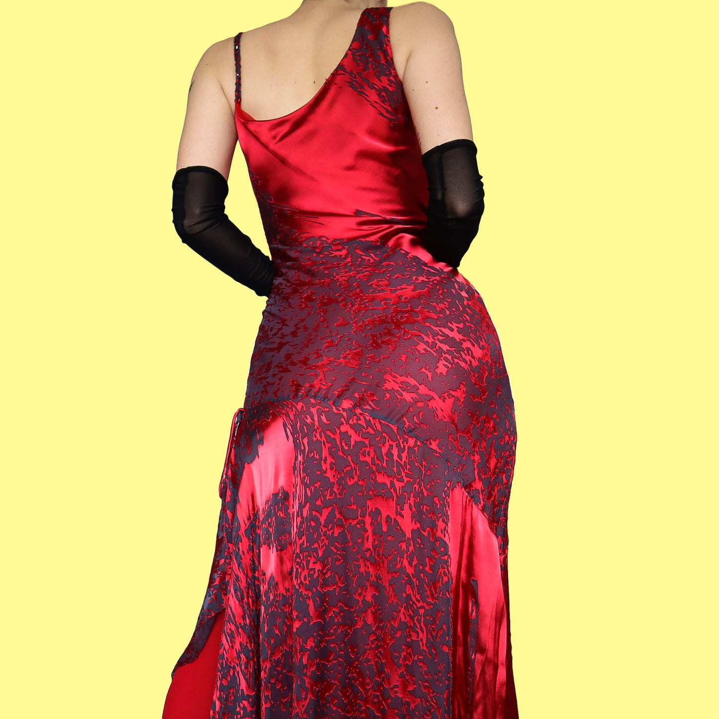 Red After Six silk blend evening dress UK 12