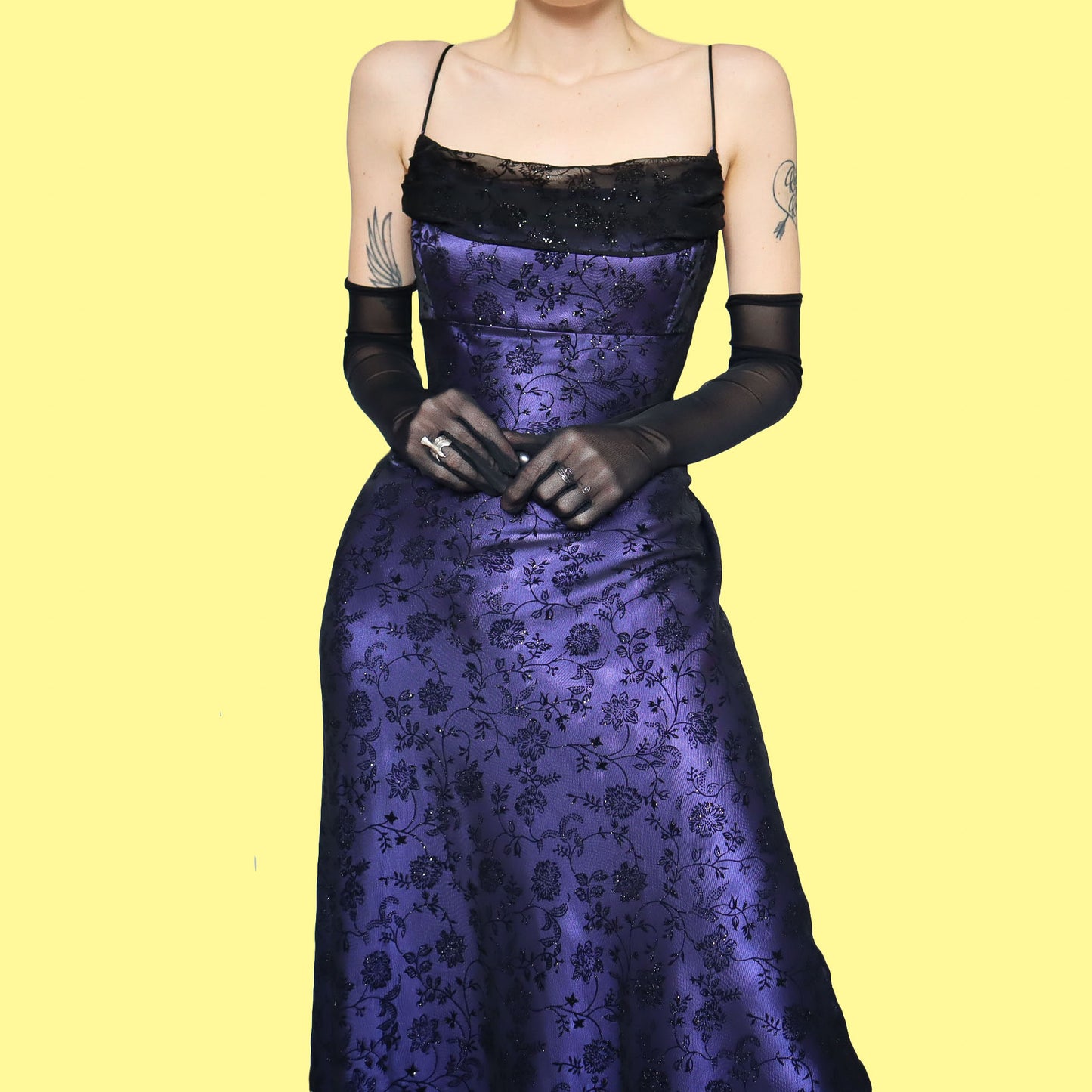 Purple glittery floral evening dress UK 18