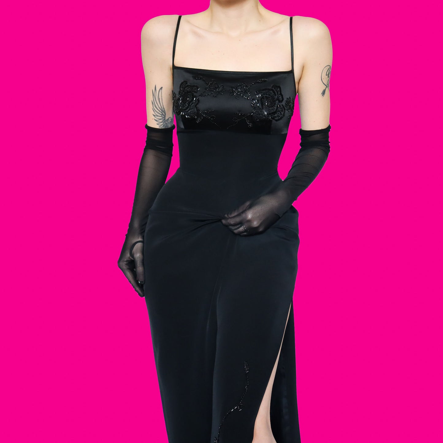 Black beaded fitted evening dress multiple sizes available