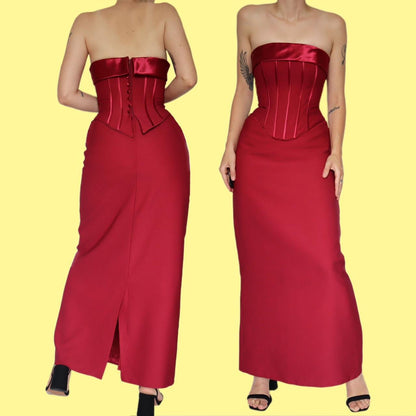 Red corset evening dress UK 10-12