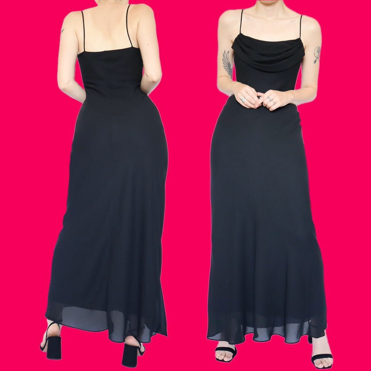 Beautiful black chiffon evening slip dress UK 10