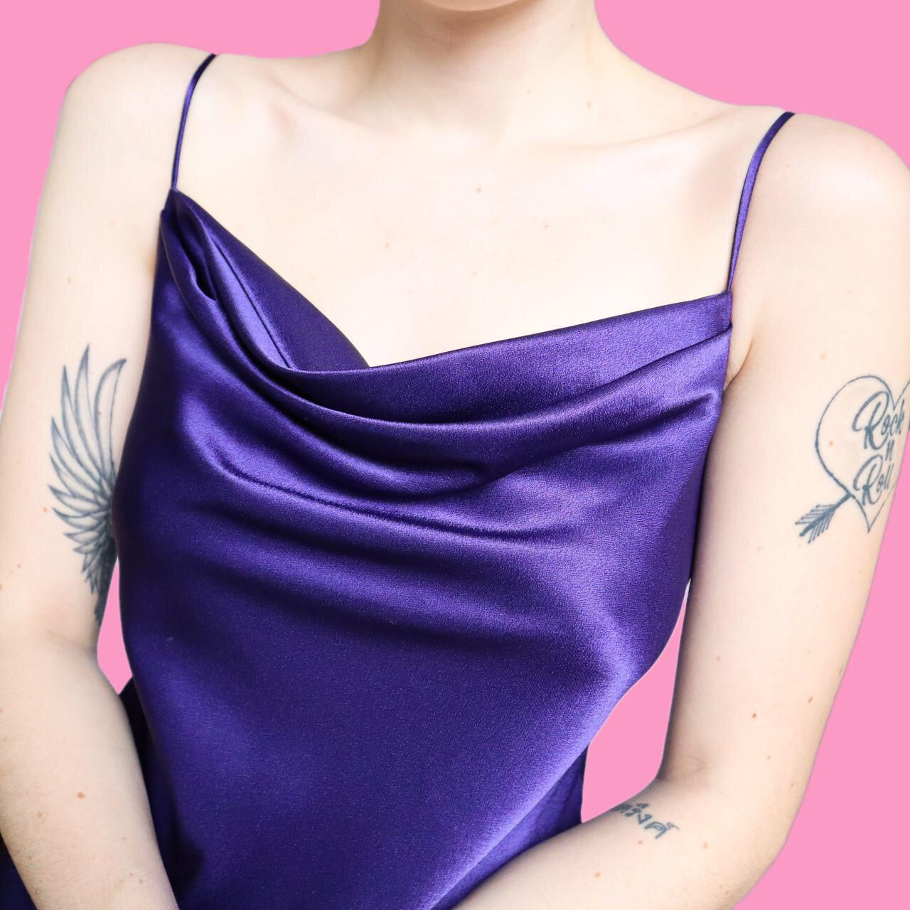 Beautiful Yessica by C&A purple silky satin slip dress UK 16