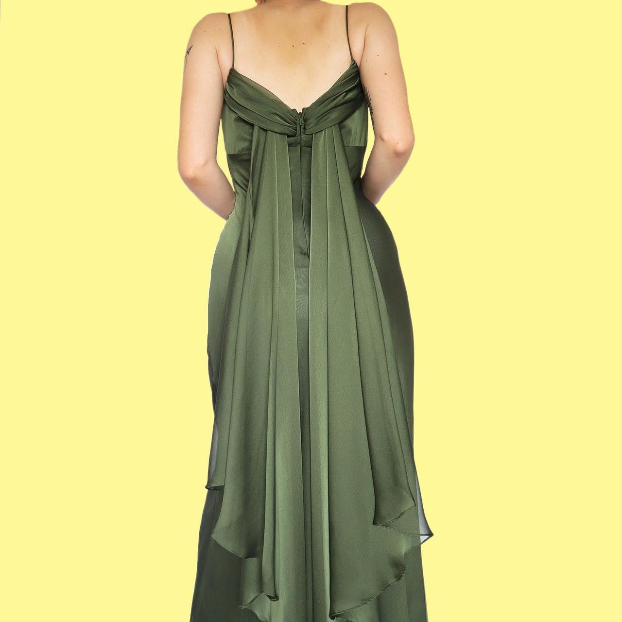 Green chiffon evening dress UK 12