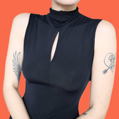 Chic black Nick Coleman stretch bodycon dress UK 10