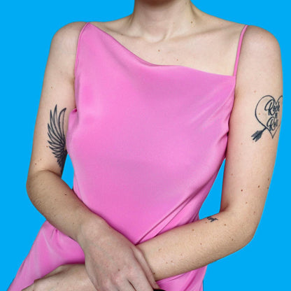 Beautiful After Six pink one shoulder detail evening dress UK 12