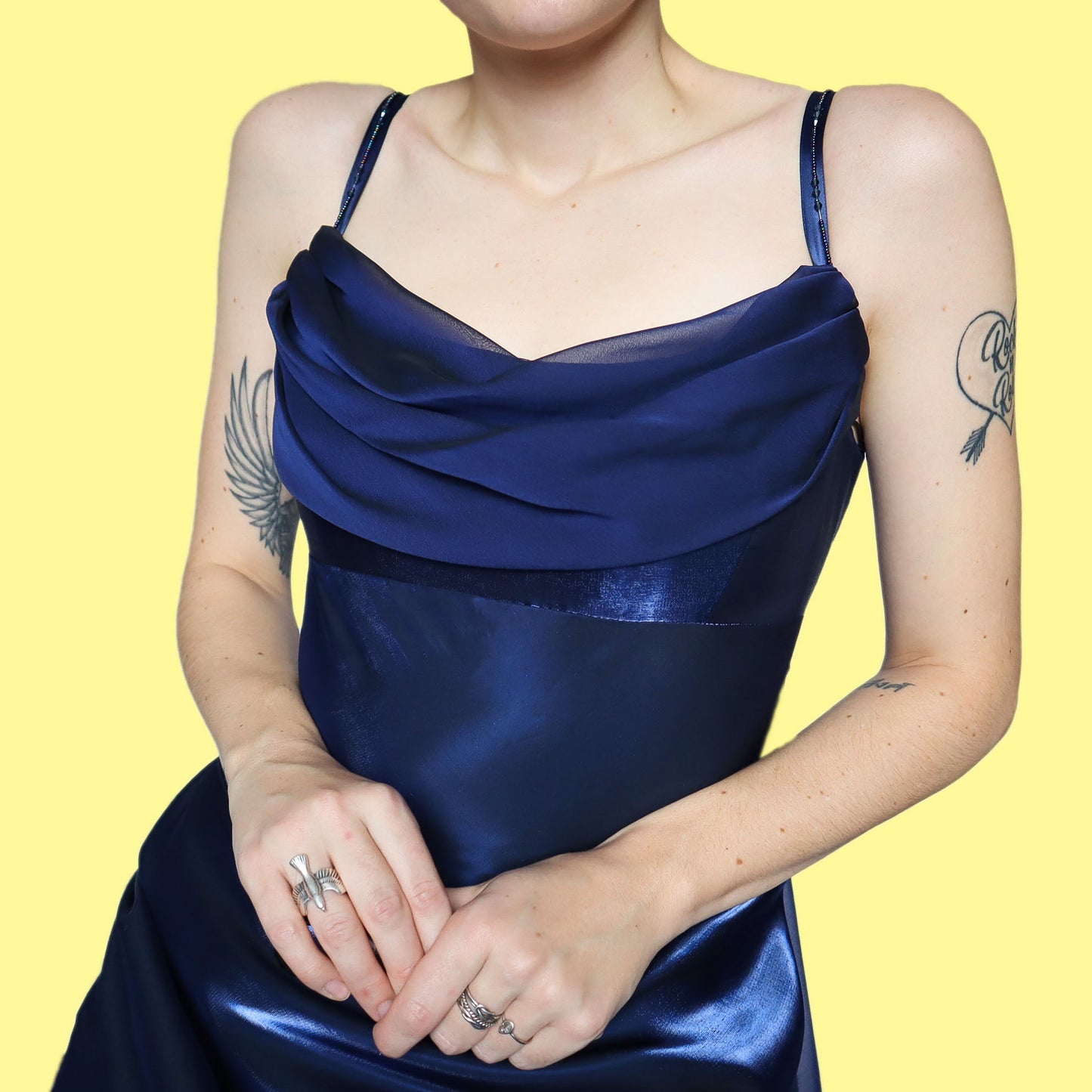 Dave & Johnny silky blue slip evening dress UK 14