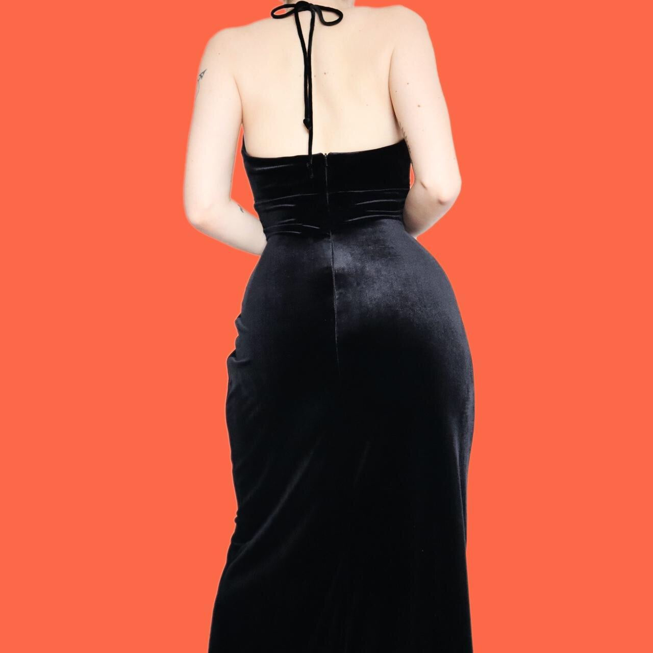 Chic black stretch sequin detail evening dress UK 10