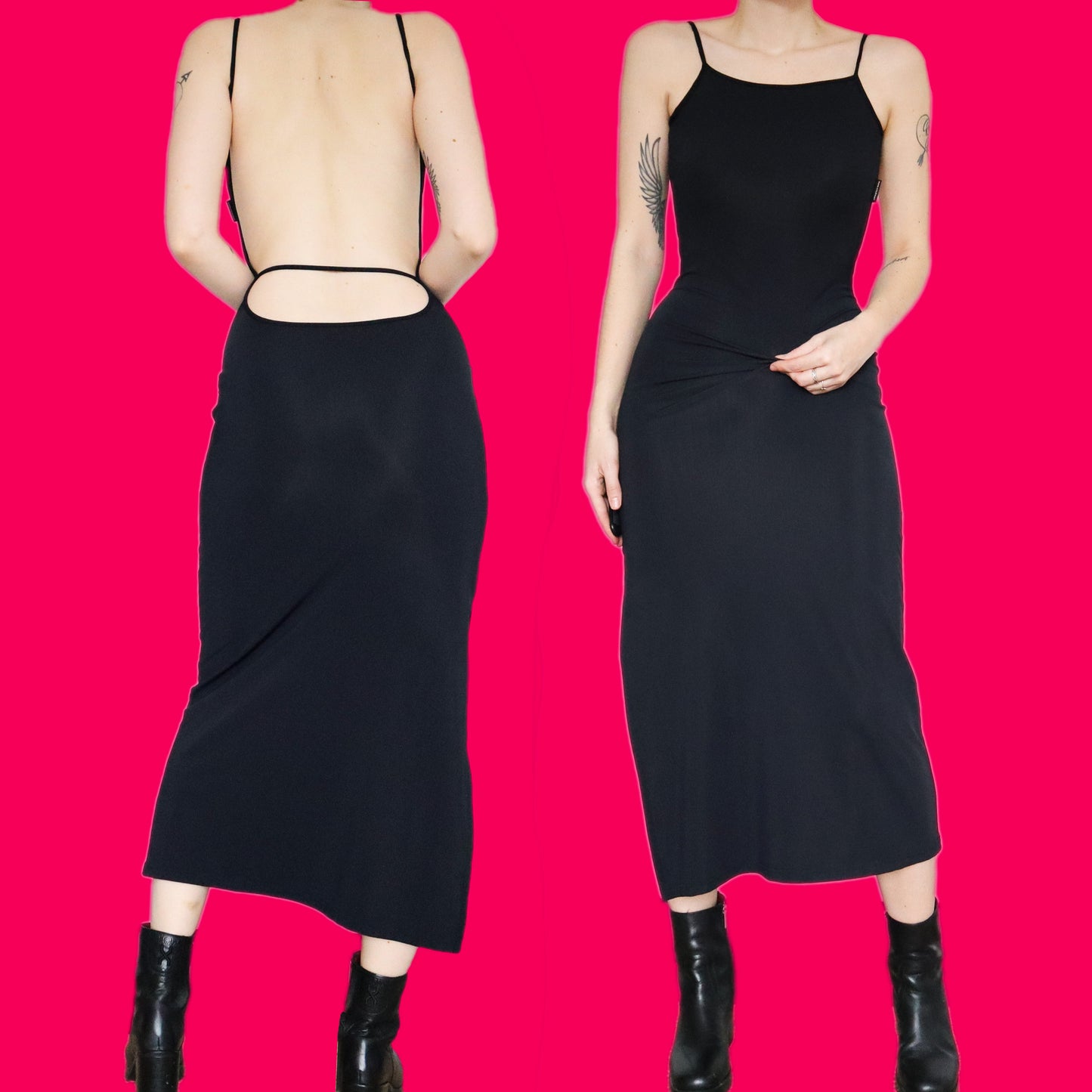 Beautiful designer Nick Coleman black stretch open back dress UK 12