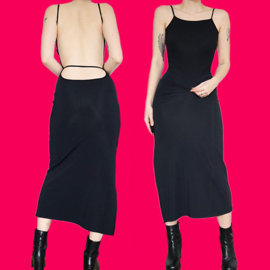 Beautiful designer Nick Coleman black stretch open back dress UK 12