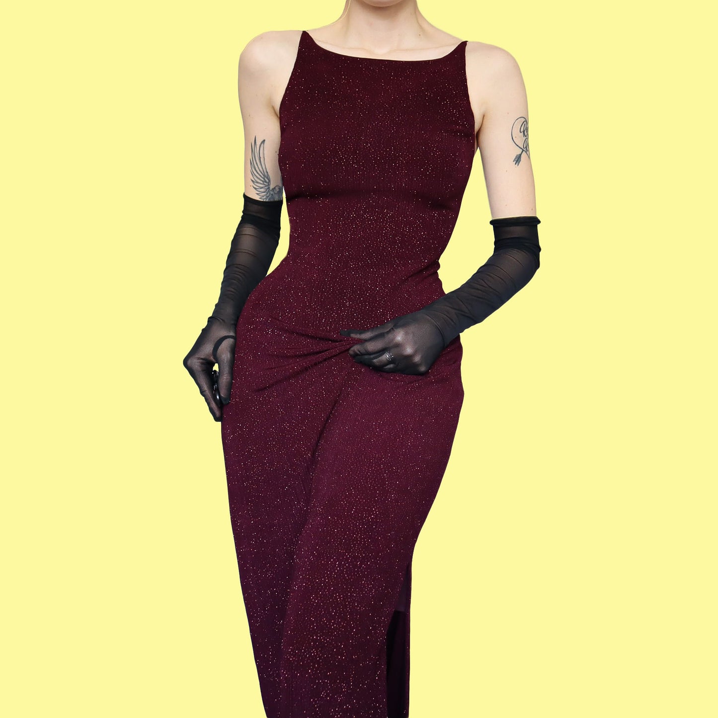 Dark purple glittery open back evening dress UK 12