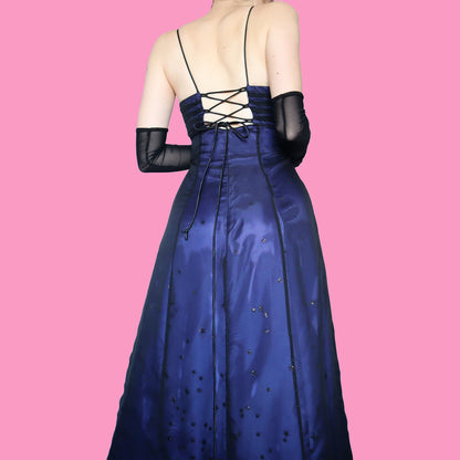 Glittery star print a line evening dress UK 12