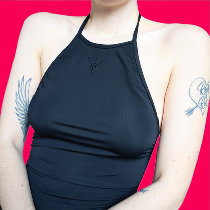 Sexy Nick Coleman black stretch low back dress UK 8 & UK 12